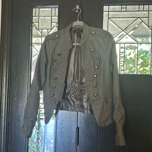 Vintage military green pleather jacket